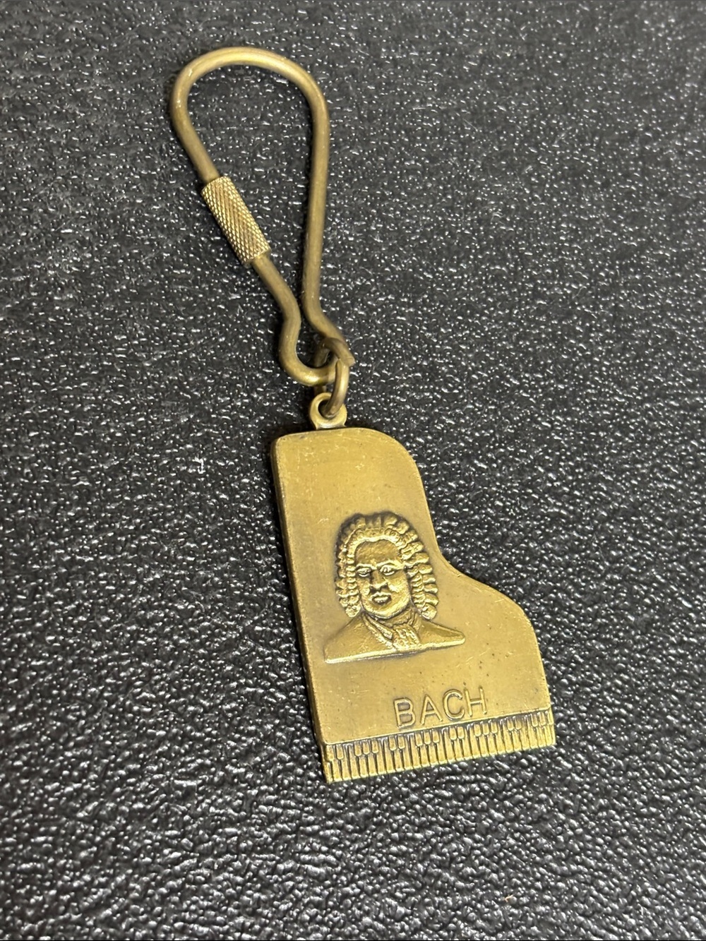 Bach Piano Key Shaped Brass Keychain A.I.M. PGH PA USA 1986